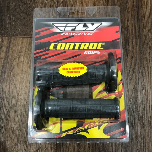 FLY RACING CONTROL Rubber Grips Full Waffle MD Shock Absorb GREY 24-3001 - Picture 1 of 9